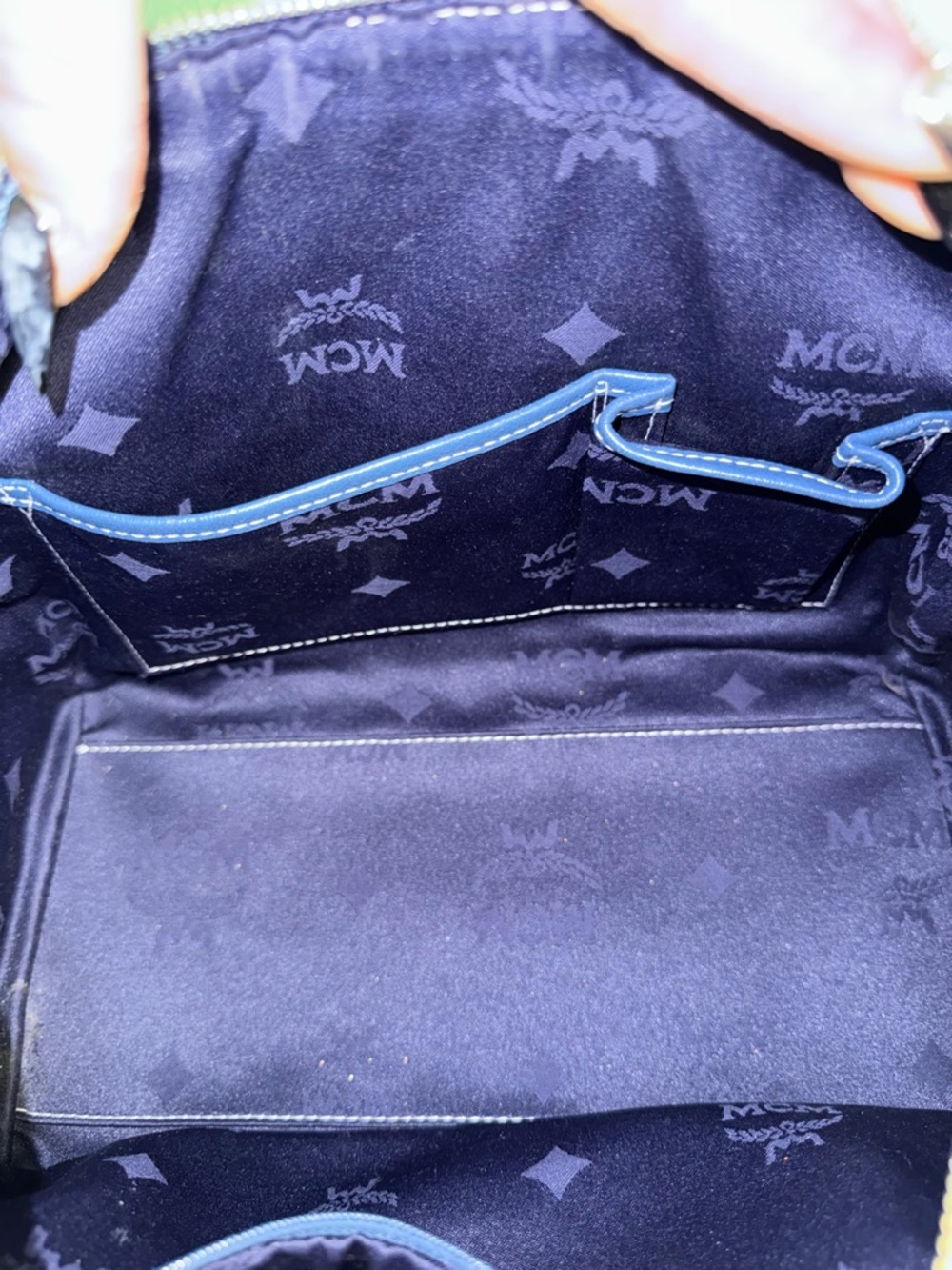 Like New - MCM Blue Leather Boston Satchel - Picture 6 of 8